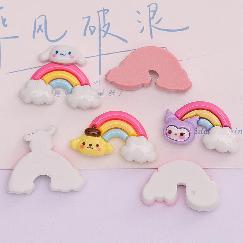 10 Pcs New Mini Kawaii Cartoon Animal Rainbow Kitten Series Resin Scrapbook Diy Jewelry Children Gift Hairpin Accessories A5