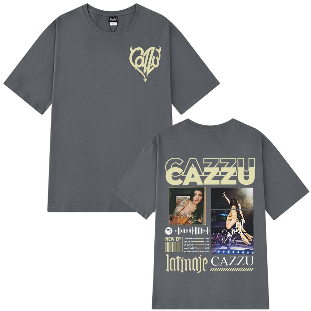 Singer Cazzu 2025 New Album Print TShrit Men Women Oversized Cotton T Shrits Casual Crewneck Short Sleeve Cozy Aesthetic T-shirt