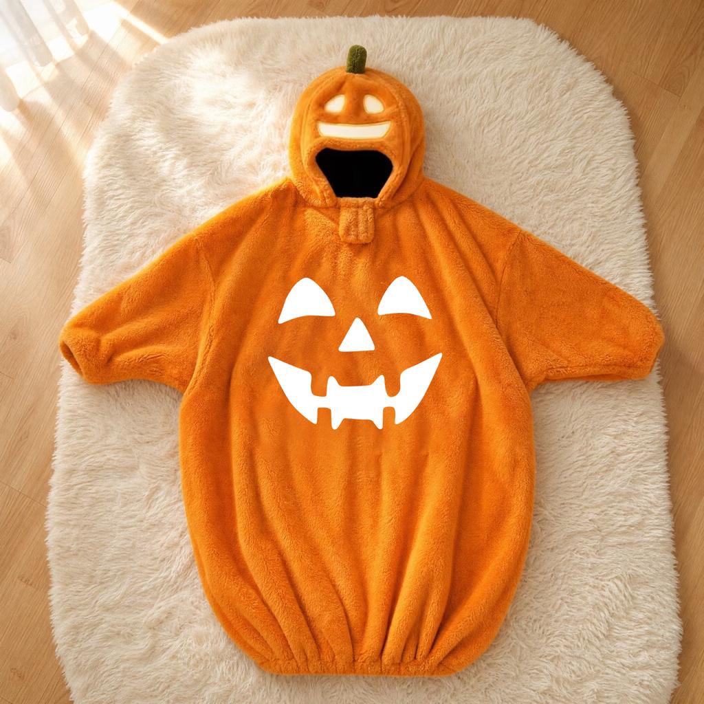 Kids' Halloween Printed Flannel Romper Pajama Set for Loungewear
