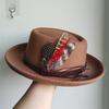 Fedora Hut Pork Pie Hut Papa Woll Flacher Hut Jazz Hut Für Damen Herren Spieler Boater Trilby Hut Hut Feder Zubehör