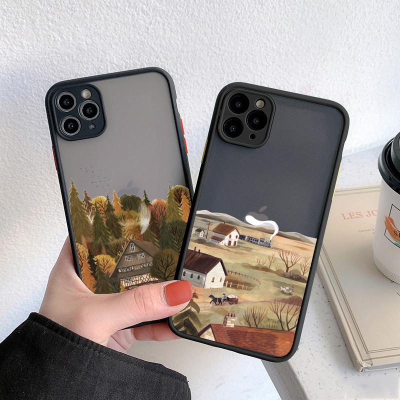 Retro Rural Scenery Phone Case For iphone X XS XR Back Cover For iPhone 16 15 14 Plus 17 16 15 14 12 13 11 Pro MAX Mini Cover