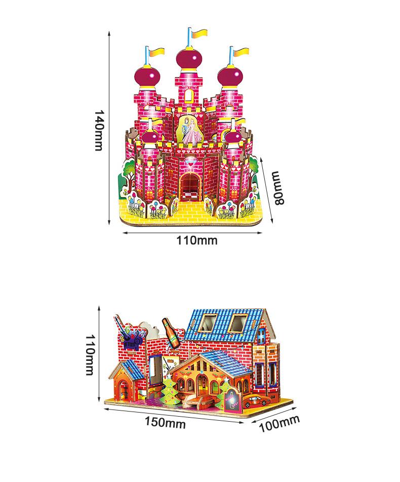 Jucării Educative pentru Bebeluși Handmade DIY Puzzle din Lemn Vilă Casă Colibă Model 3D Ornament de Birou
