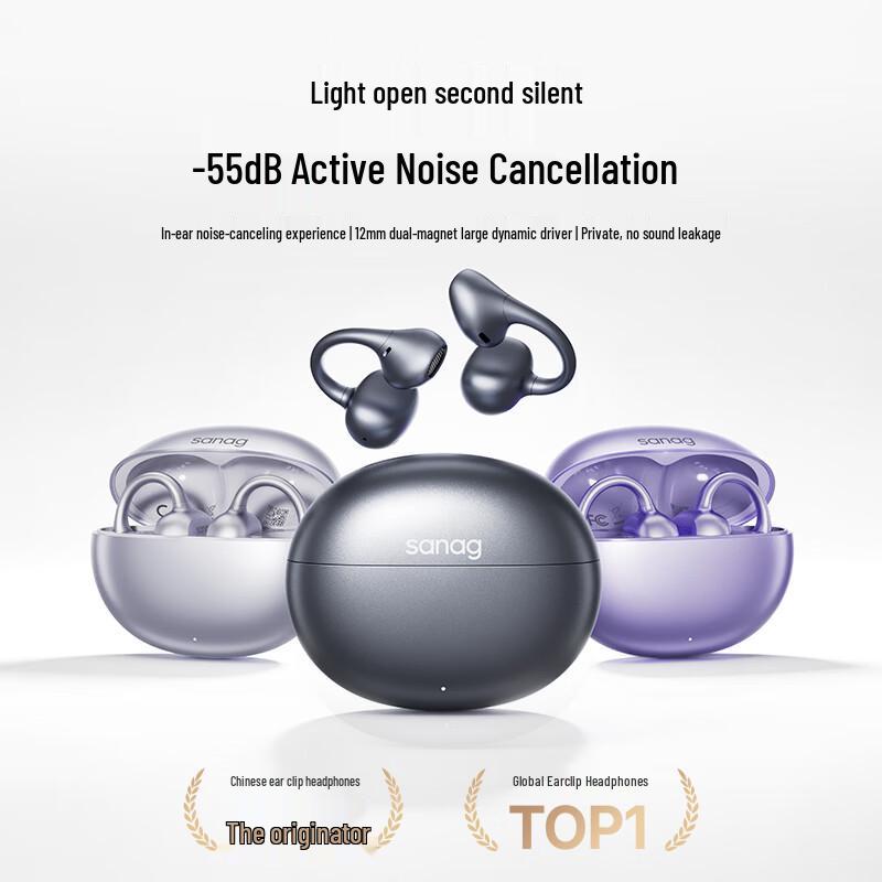 SANAG ANC Ear-Clip Bluetooth Headset