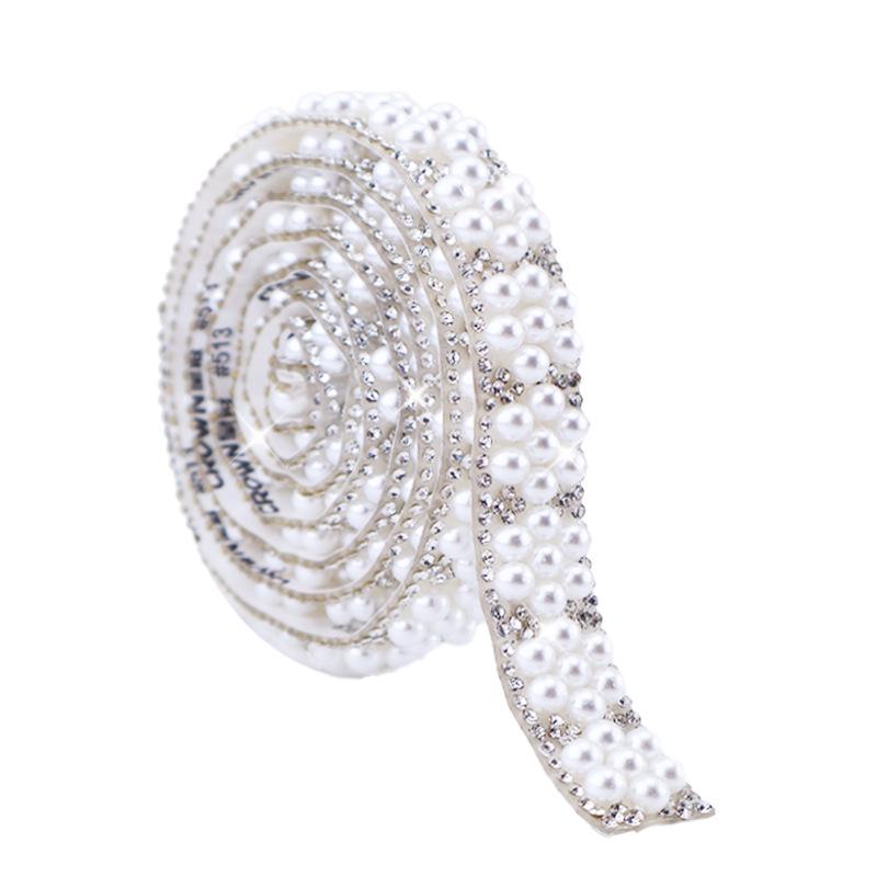 DIY Self-Adhesive Pearl Rhinestone Chain for Jewelry and Clothing Accessories