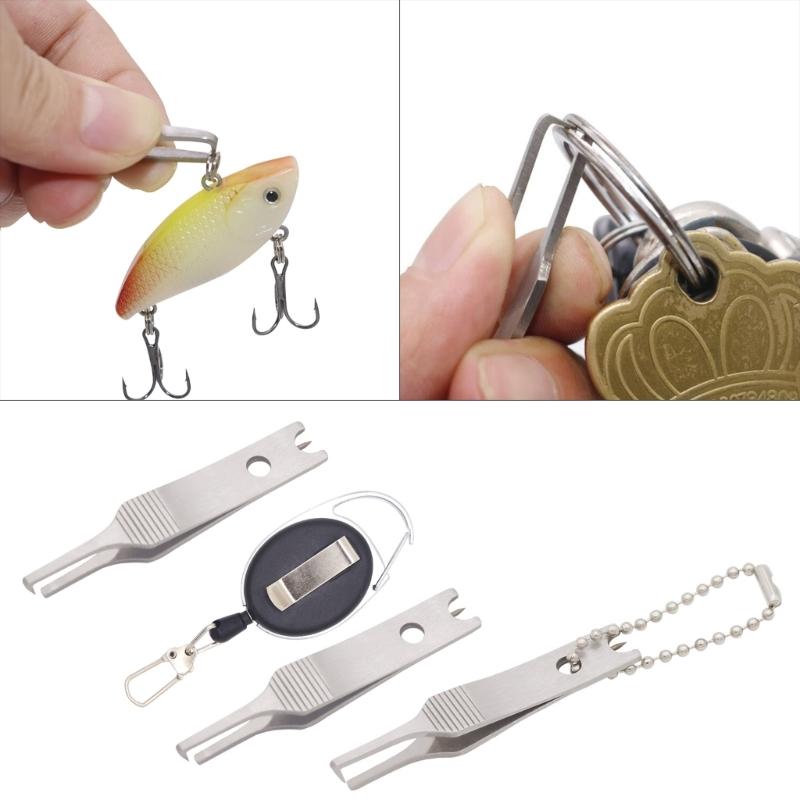 Stainless Steel Fishing Line Tweezers Cutter Lures Rings Loop Opener Quick Split Rings Opener Mini Size Fishing Pliers