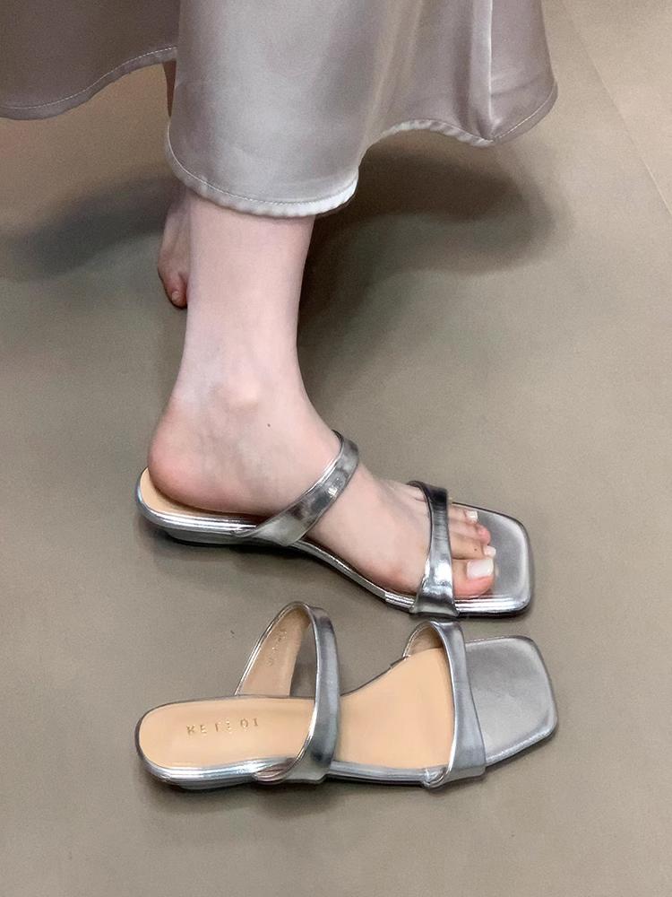 Women's 2026 Platform Open-Toe Summer Sandals – New Style Fashion Square-Toe Single Strap Commuting Slippers