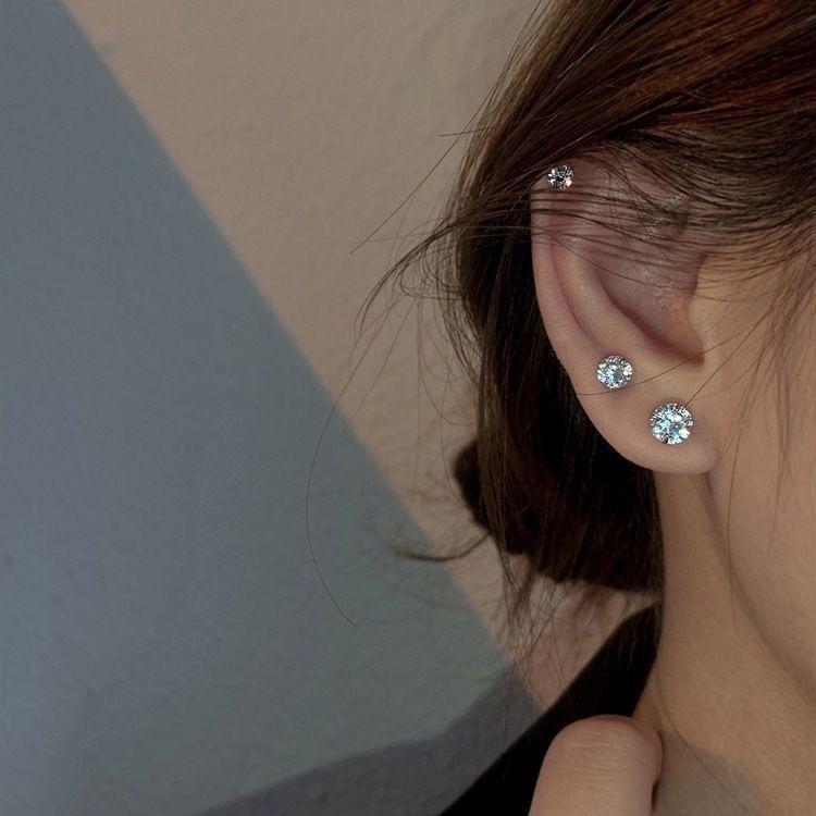 10Pcs Zircon straight needle ear stud earrings, ear canal jewelry, ear bone stud