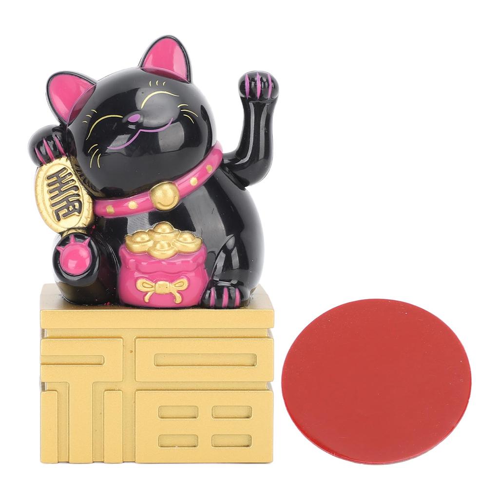 Glückliche Katze Statue Winken Arm Solar Powered Glück Winken Chinesischen Feng Shui Desktop Decor 4in