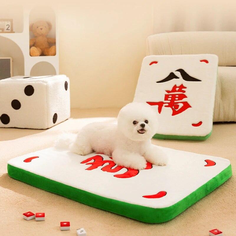 

Осенне-зимний утолщенный и теплый коврик для собаки Lucky Mahjong, забавный коврик для сна, диван для кошек, плюшевый диван для домашних животных, принадлежности для гнезда для собак