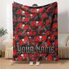 Name Custom Tampa Bay Buccaneers Logo Print Flannel Blanket High Quality Warm Comfortable Cover for All Seasons Perfect for Gifts Home Decor