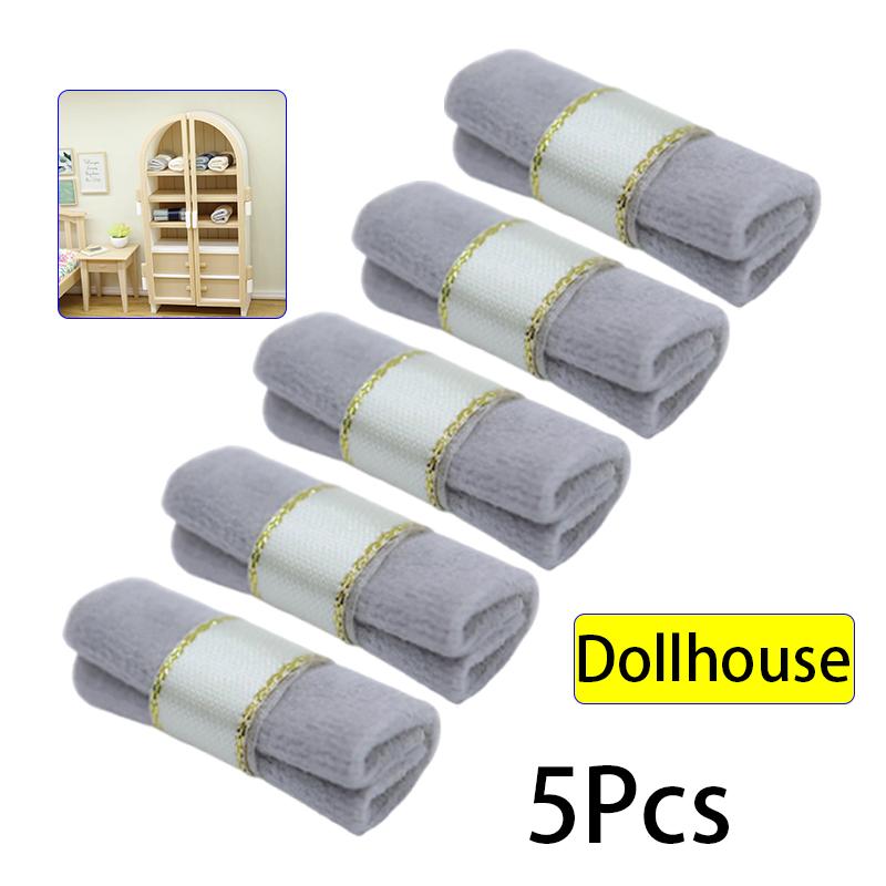 5Pcs 1/12 Dollhouse Mini Quilt Kit Model Dollhouse Simulation Bed Room Decoration Dolls House Micro Living Scene Decor Ornament