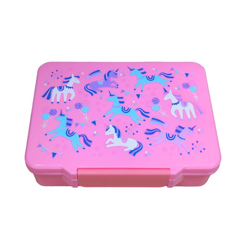 Large Capacity Food-Grade PP Bento Box with Cutlery - Cartoon Design for Students and Kids