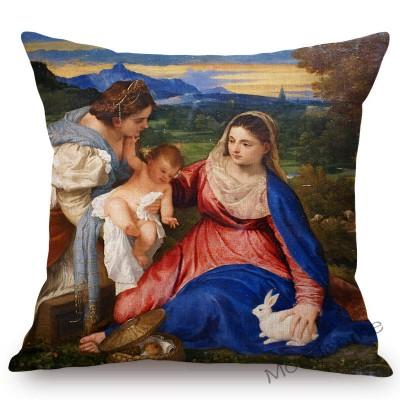 Neoclassic Italian Renaissance Titian Christian Bible Theme Painting Venus Home Decor Sofa Pillow Case Vintage Art Cushion Cover