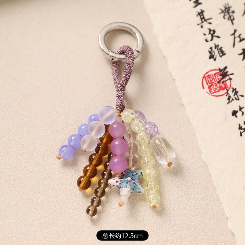 

Плетёная вручную хрустальная сумка, полная семян желаний, брелок-подвеска с бусинами Бодхи, литературная подвеска для сумки