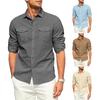 Men Solid Color Casual Shirt Lapel Long Sleeve Flap Pockets Single Breasted Shirt Loose Fit Tops Workwear