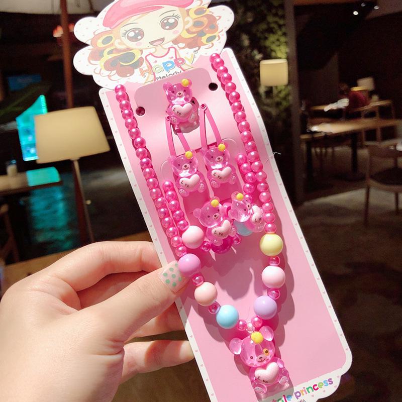 Children's Cute Cartoon Fruit Pendant Bracelet Set with Lucky Dragon - Birthday Gift Box