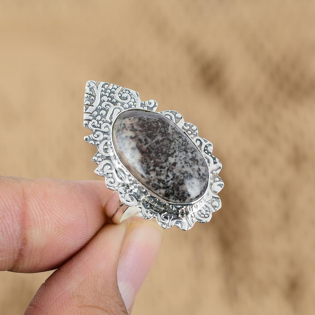 Mothers Day Sale Honey Dendrite Opal Gemstone Sterling Silver Promise Boho Ring