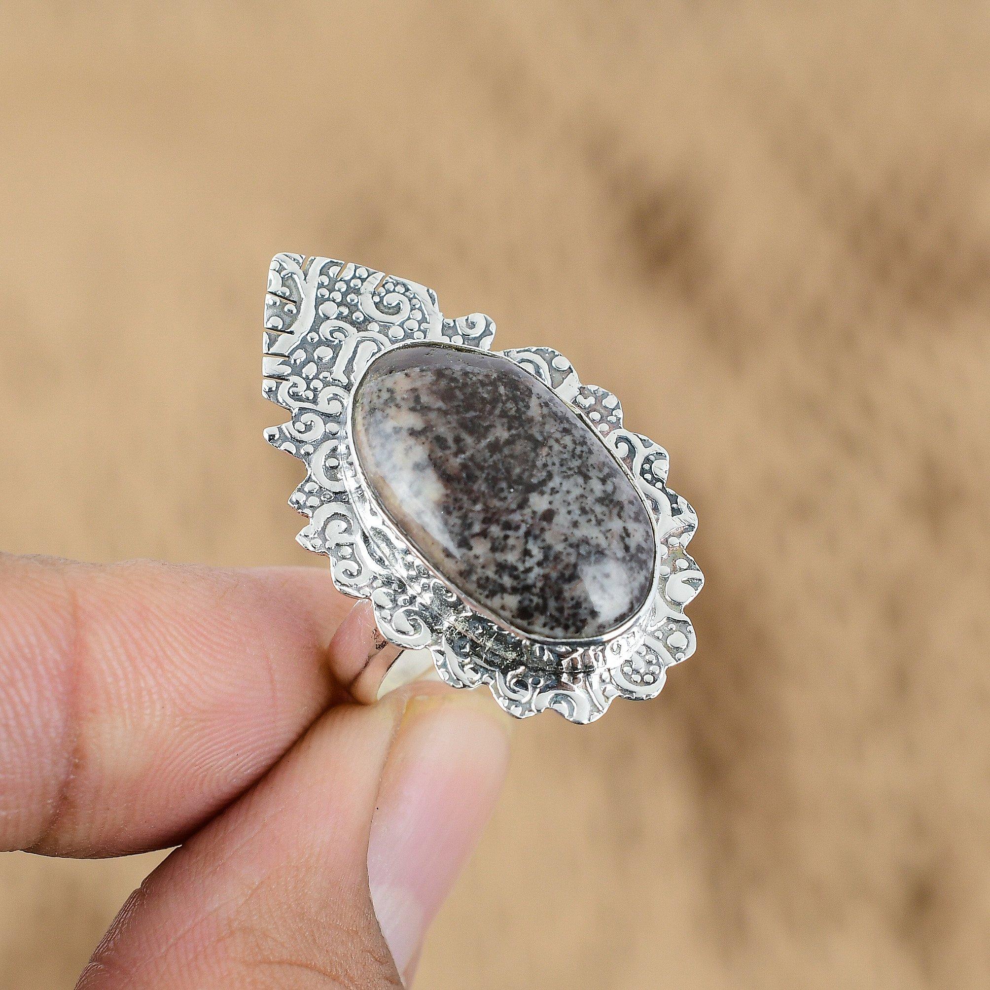 

Mothers day Sale Honey Dendrite Opal Gemstone Sterling Silver Promise Boho Ring Yes