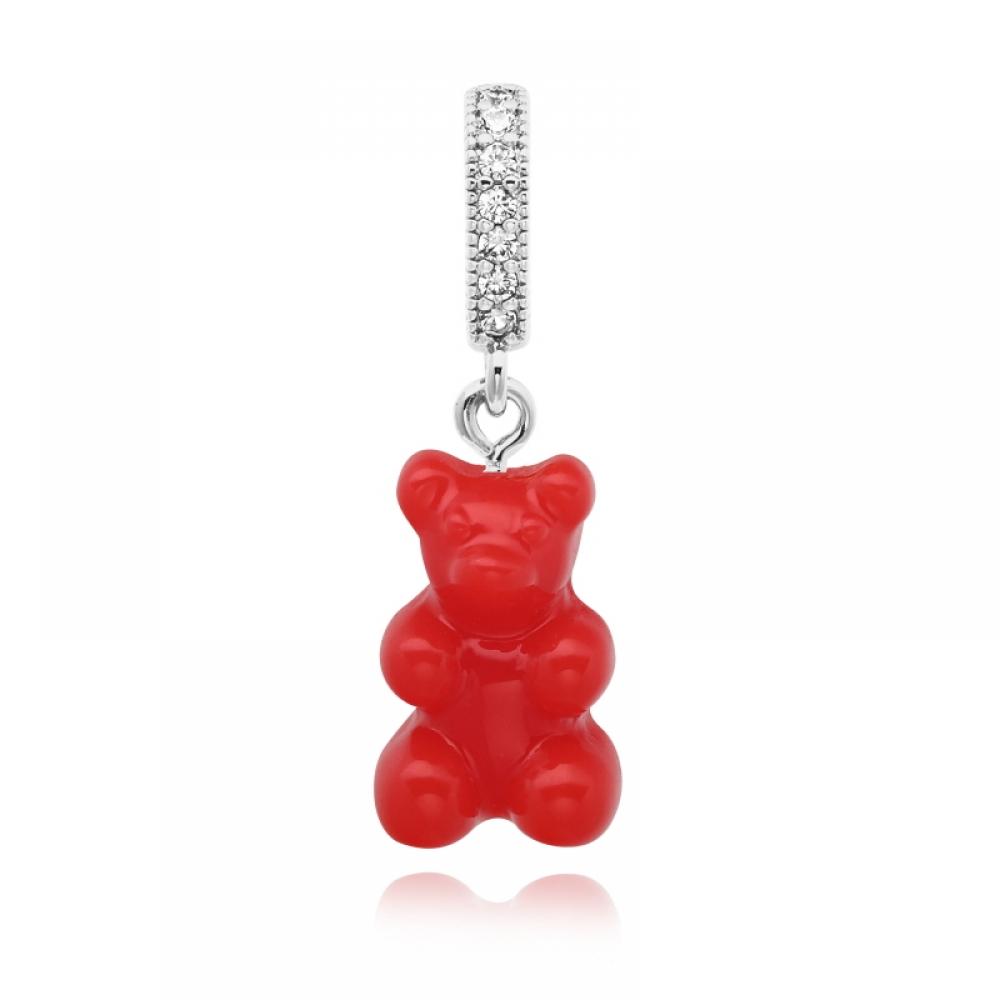         Nostalgia Bear Sangria Pave Connector Silver                          
