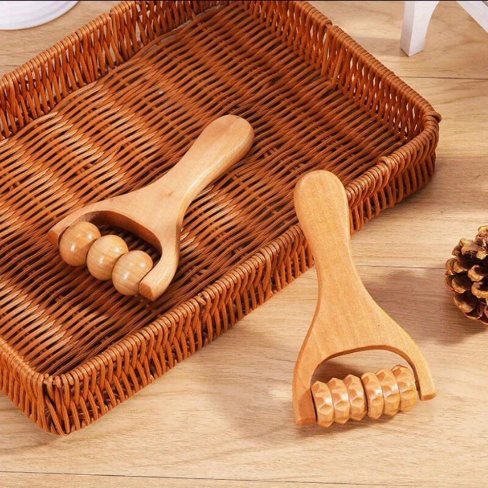 Wood Therapy Massage Set - Back Massage Roller and Muscle Belly Relief Tool for Cellulite/Muscle & Abdomen, 2Pcs Wooden Massage Roller