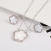 Top Quality Women Girls Five Leaf Flower Set Necklace Earrings Fashion Luxury Natural Stone Shell Set High Quality Zircon Gifts