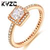Popular Jewelry Silver Jewelry, Champagne Micro-Set Imitation Diamond Ring Square Diamond Princess Ring