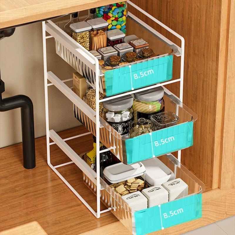 2025 Year Kitchen Rack Under Sink Storage Rack Floor-to-ceiling Tiered Cabinet Countertop Seasoning Drawer New