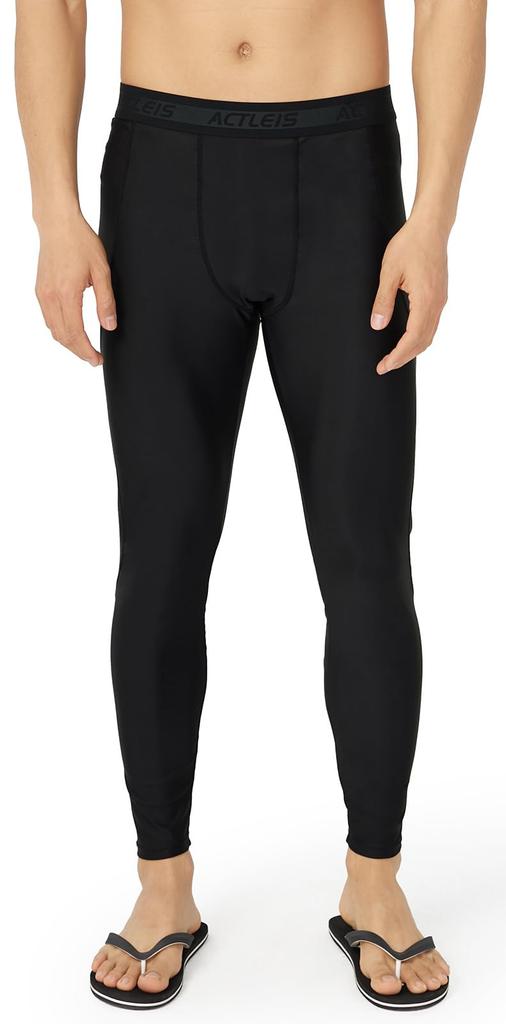 Rashguard Leggings UV Protection Pool Beach Sauna Surfing Wetsuit Snorkeling Stylish Amphibious Black S [Acrais] Men's