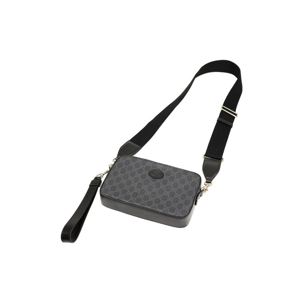 Gucci Geantă Messenger Crossbody din Pânză cu Monogramă GG Neagră Unisex pentru Utilizare Zilnică