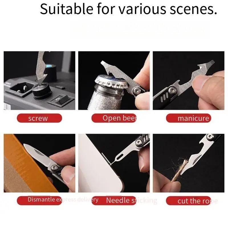 Mobile Phone Card Pick-up Needle, Keychain, Batch Bottle Opening, Multi-functional Folding and Cutting Knife, Portable