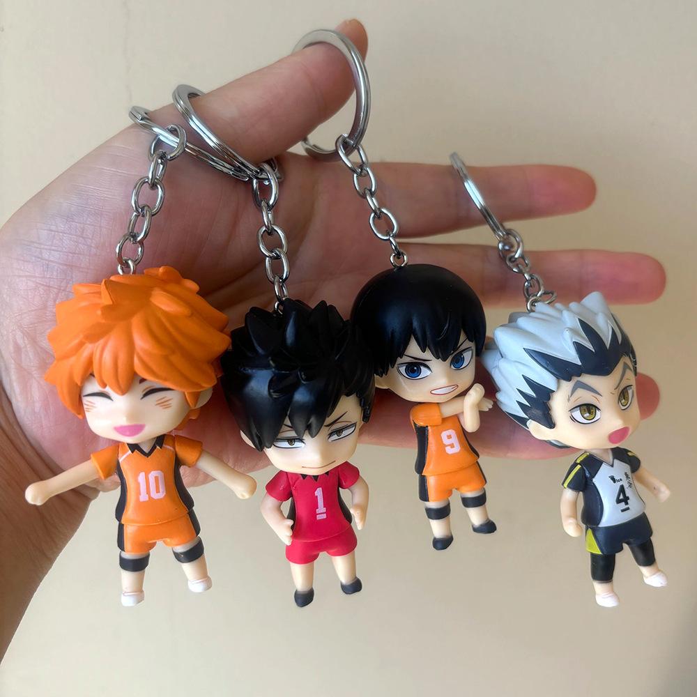 8ks/Sada Anime Haikyu Klíčenka s figurkou Kenma Kozume Shoyo Hinata Verze Přívěsek na tašku Loutkavolejbalový Junior Klíčenka Hračky Dárek Q Kulatá Senzorická