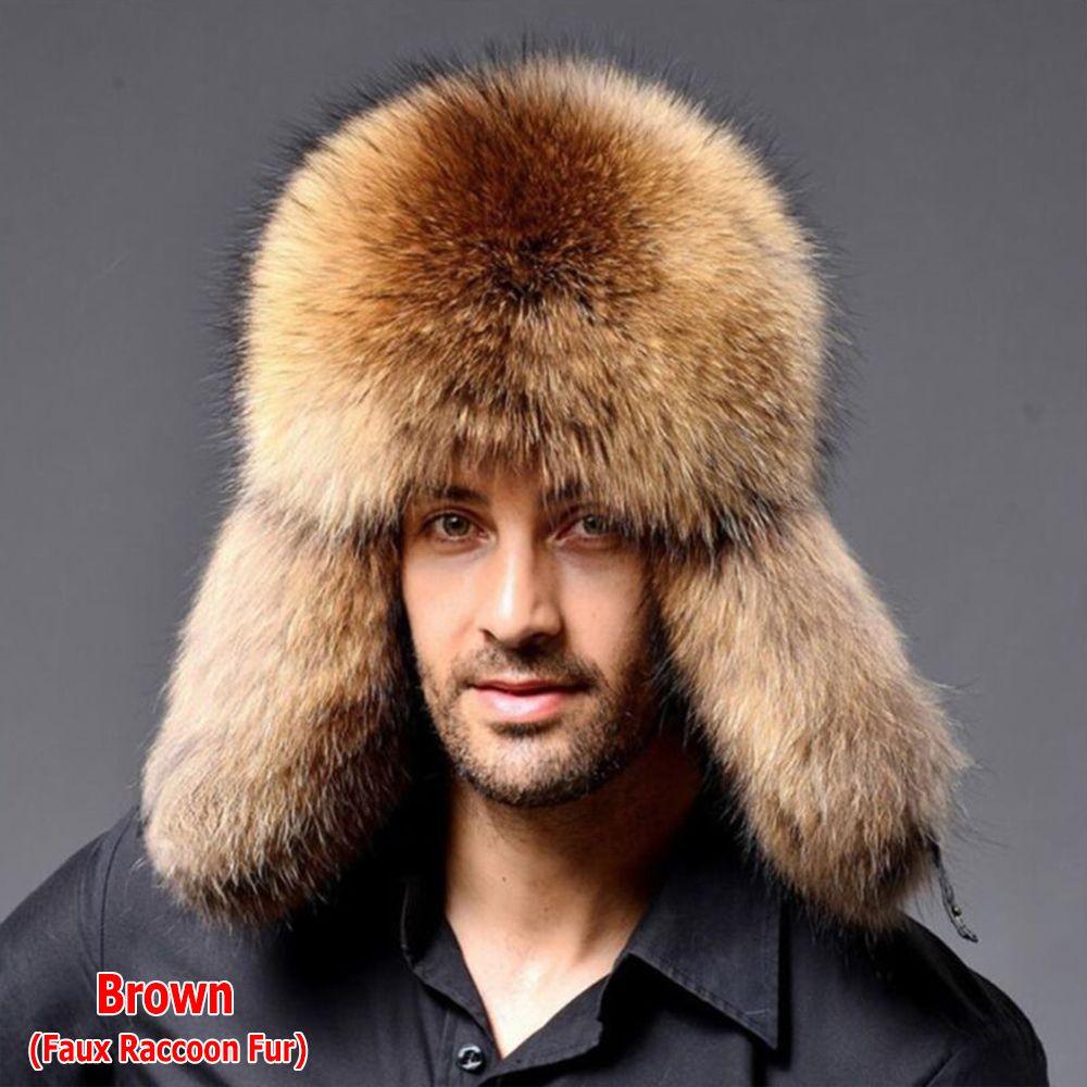 Winter Trapper Hat with Fur Ear Flaps 