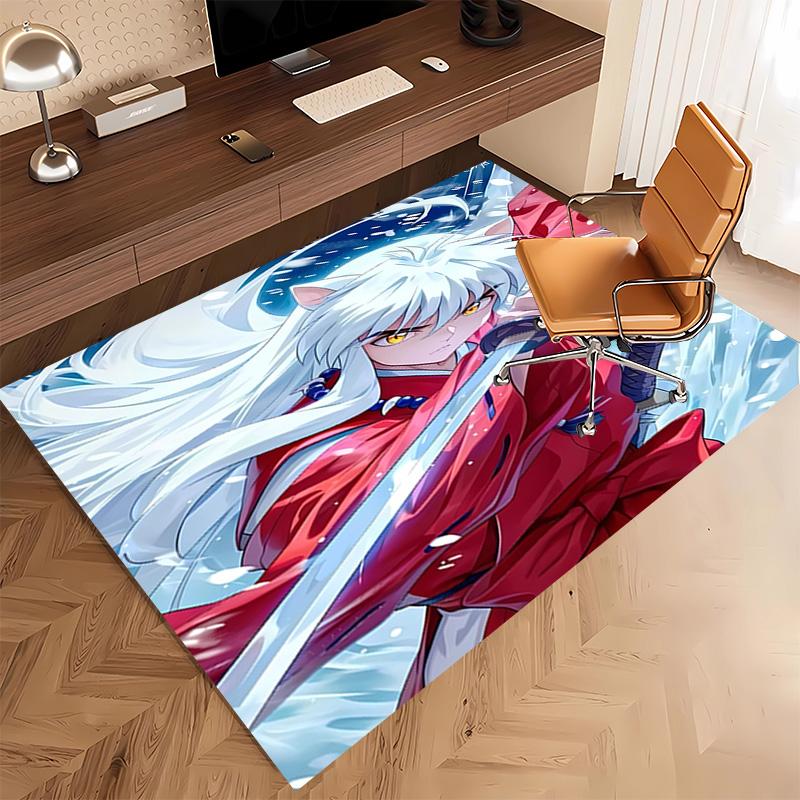 1pc Inuyasha Print Area Rug - Soft, Washable Non-Slip Indoor Mat, Living Room, Home Office Decorative Rug,Office Decorative