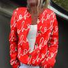 Women's Fashion Christmas Print Long Sleeve Knitted Cardigan Button Jacket