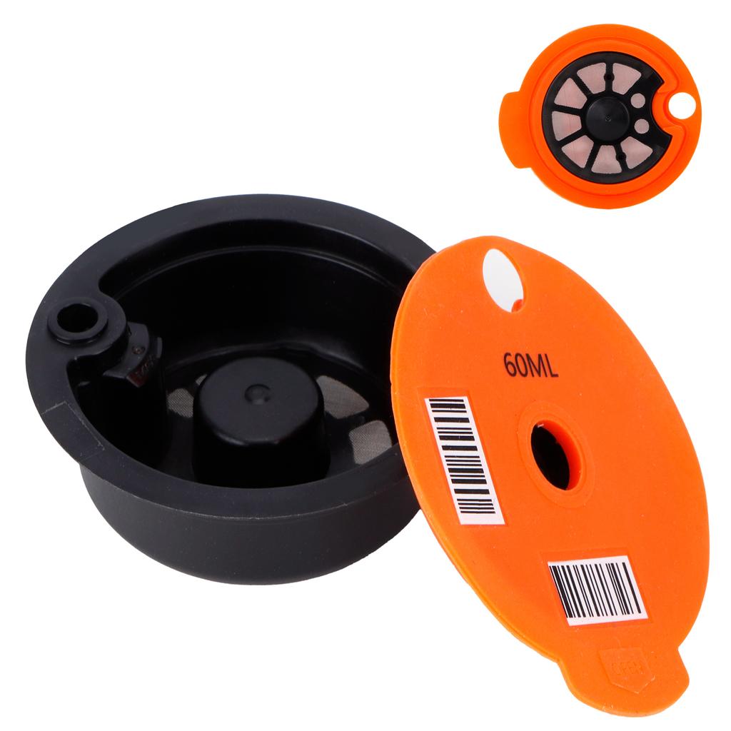 Kaffekapsel Återanvändbar Påfyllningsbar Kaffefilterkopp med Sked Borste Kaffetillbehör 60ML