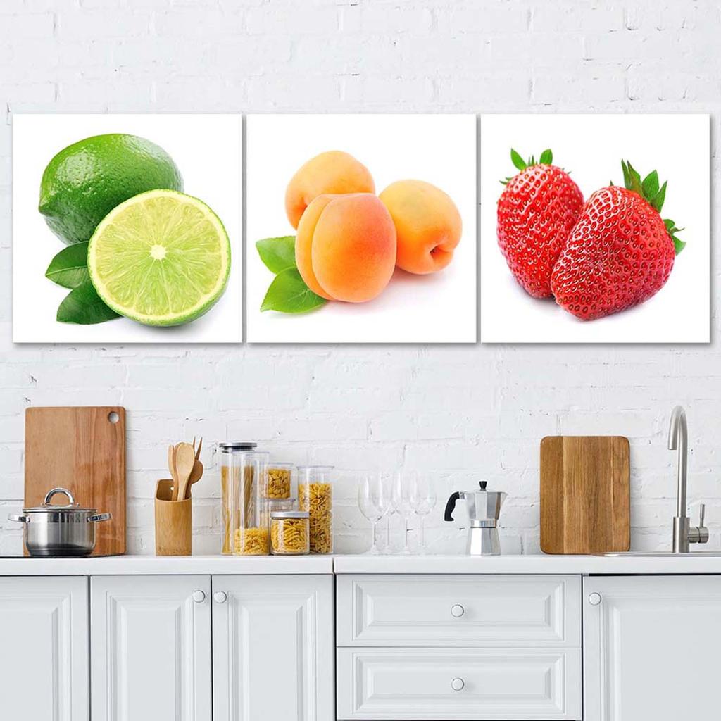 Feeby Set of Three Pictures Canvas Print, Juicy Fruit