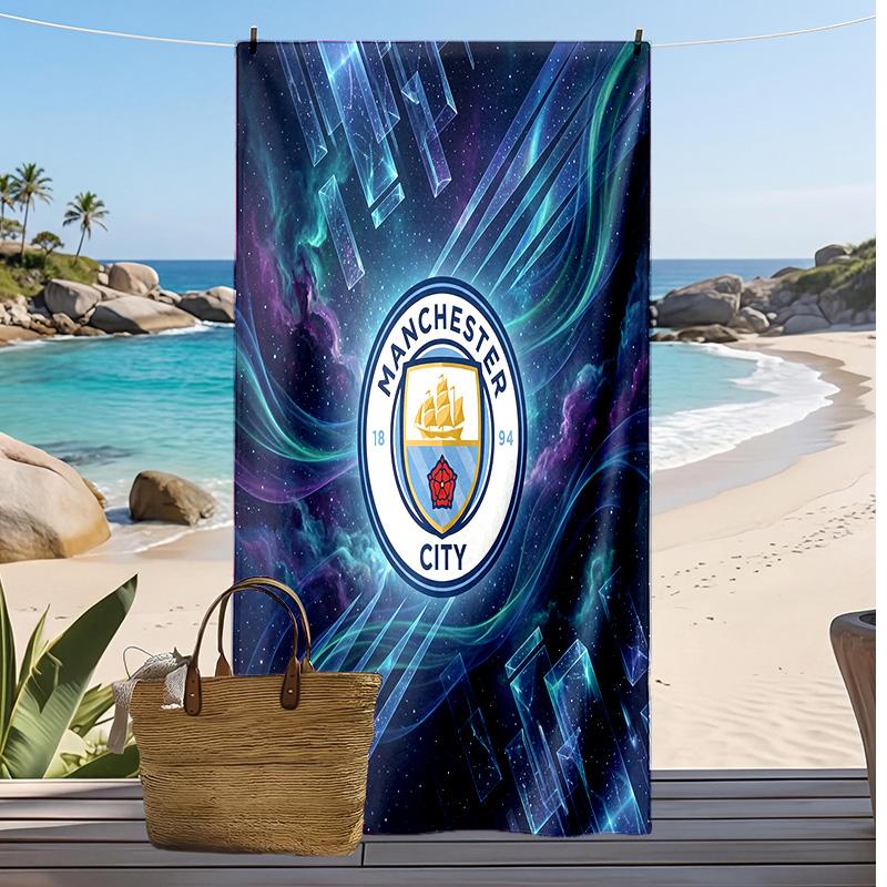 Πετσέτα Παραλίας Manchester City Με Σχέδιο Γρήγορου Στεγνώματος Μαλακή Πετσέτα Φορητό Μεγάλο Ορθογώνιο Κάλυμμα Παραλίας για Ταξίδι Πισίνα