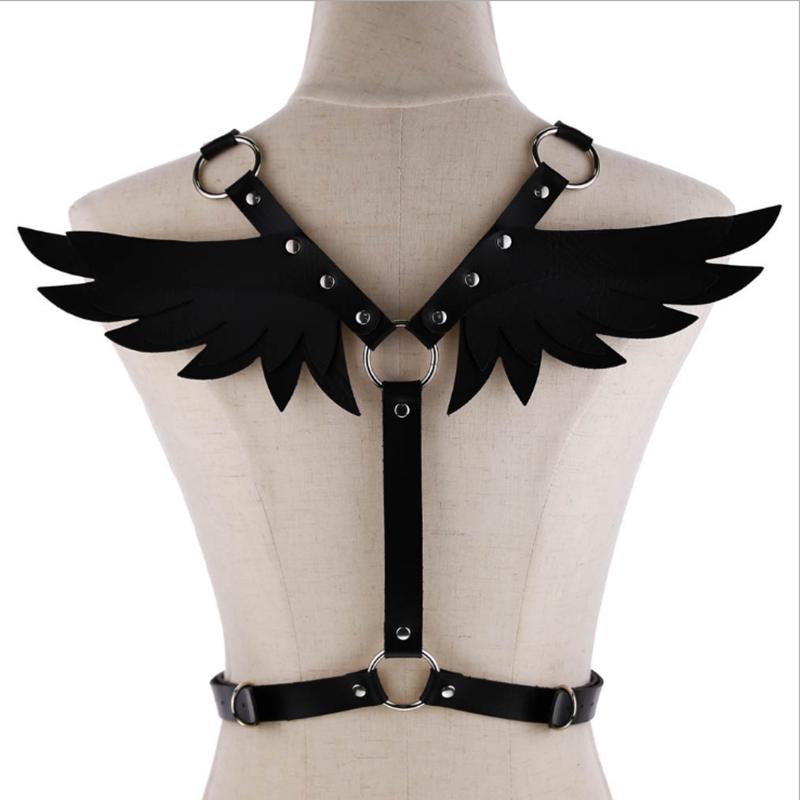 Women Gothic Sexy Leather Angel Body Harness Belt Angel Wings Harness Waist Belt