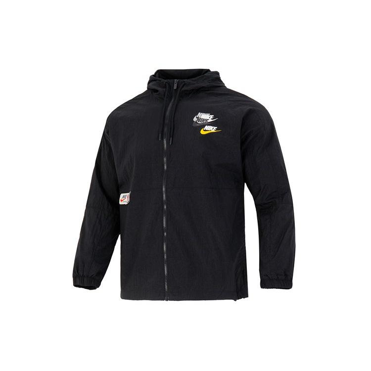 Men s Nike Sportswear Lightweight Back Printing Breathable Athleisure Casual Sports Woven Jacket Autumn Black DV3313-010 M