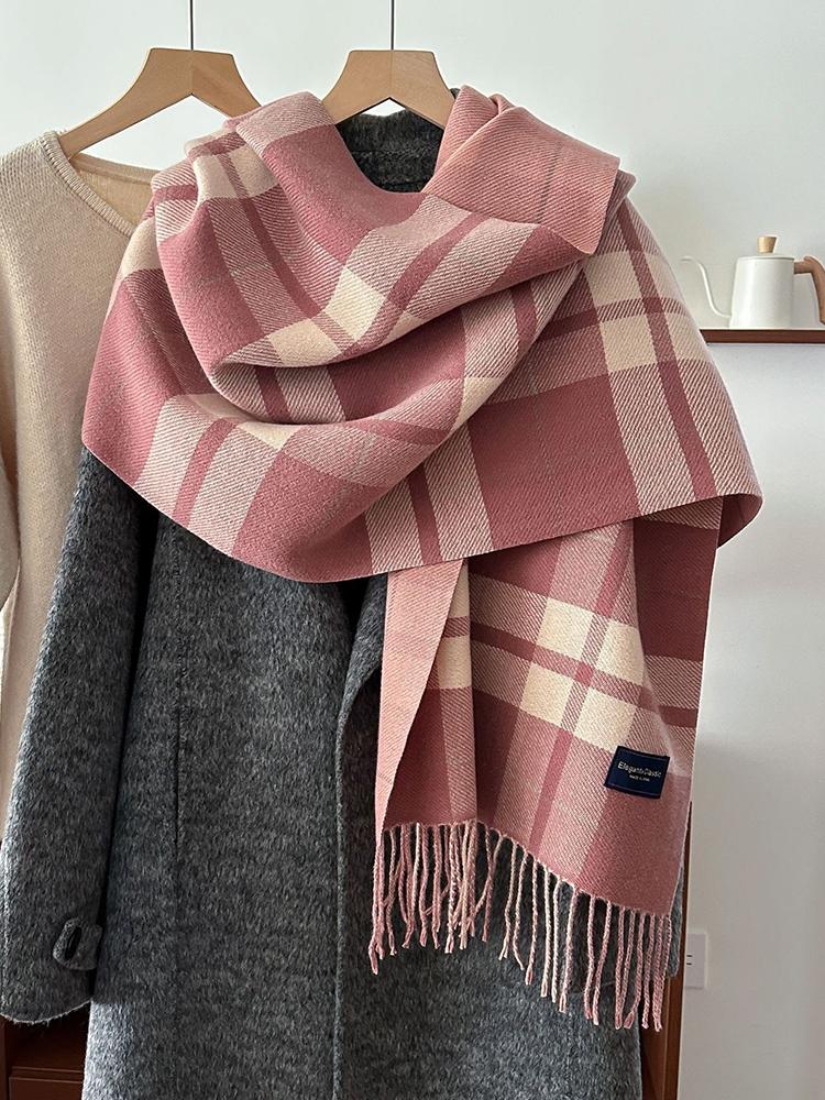 Women Classic Black Plaid Knitted Scarf Headscarf Lady Men Casual Tassel Scarve Mujer Foulard Wrap Shawl Unisex Winter New