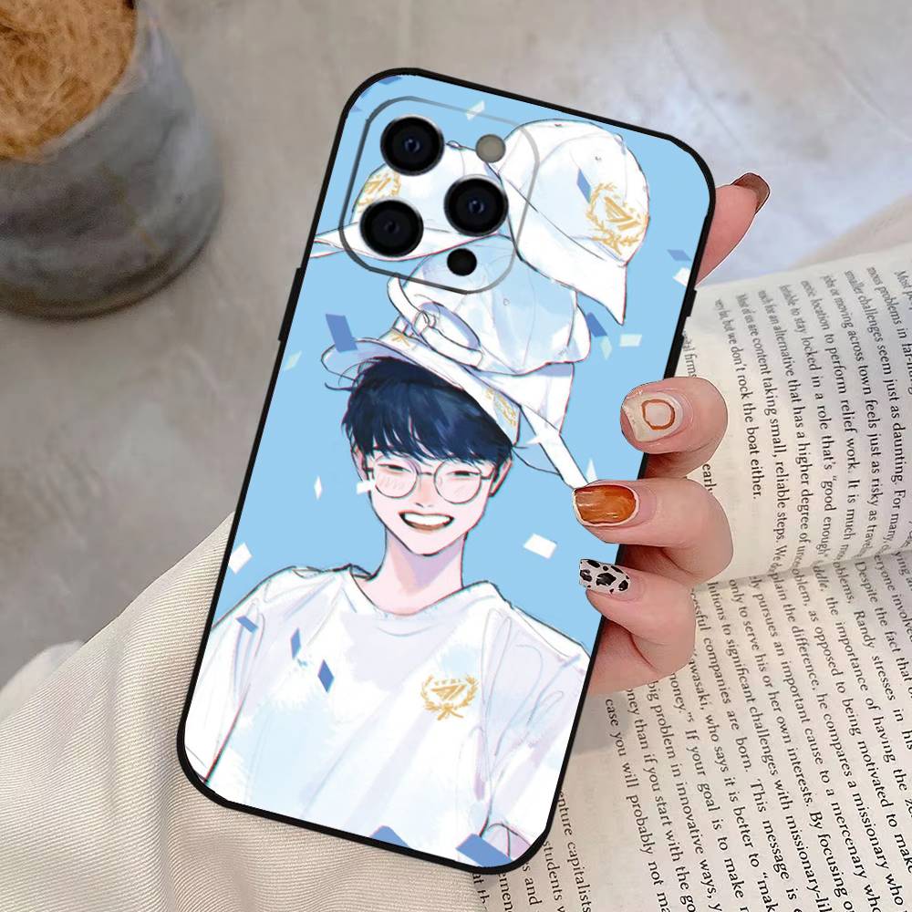 

T1 Faker Phone Case For iPhone 17,16,15,14,13,12,11 Plus,Pro Max,XS,Soft Silicone Black Cover iPhone17Pro
