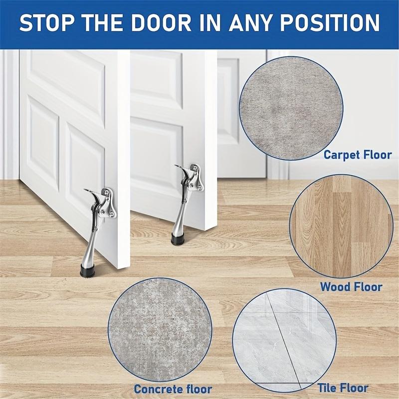 1 ks Dveřní zarážka One Touch Kickdown, Držák dveří, Vysoce odolné dveřní zarážky, Spodní část dveří, Výškově nastavitelné gumové koncovky, Dodává se s montážními šrouby