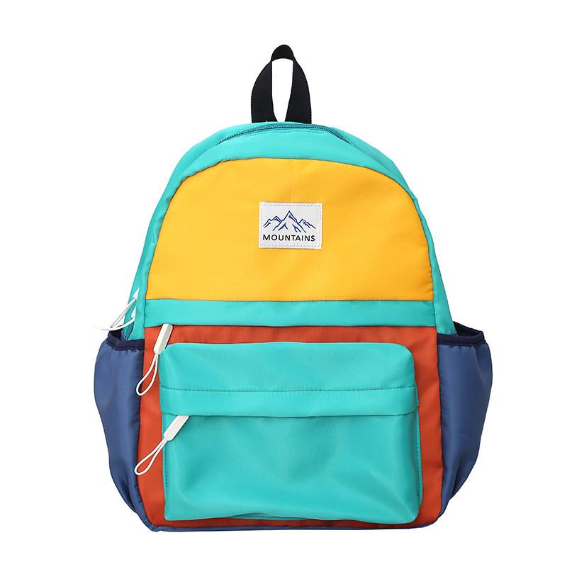 Large Capacity Kids Color Blocked Backpack With Letter Printing Design For Daily