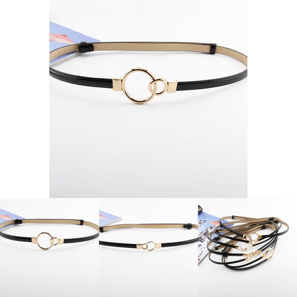 Simple Solid Color Ring Buckle Decoration Women Slim Waist Belt For Formal Office Attire