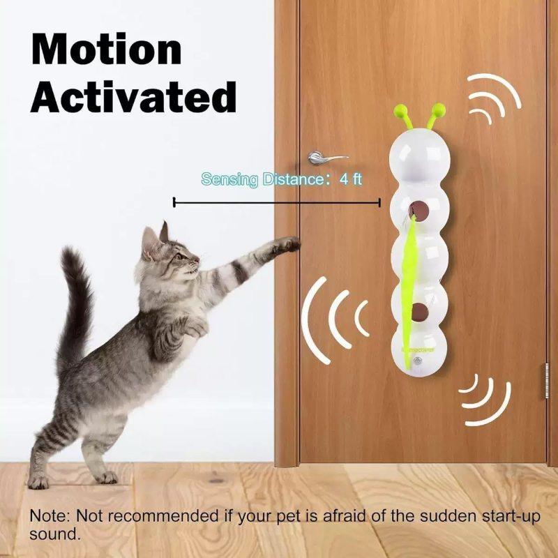 Caterpillar Interactive Cat Toy Motion Activated Wack A Worm Post Toy RechargeableAutomatic Teasing Cat Toy with Tail for Cats