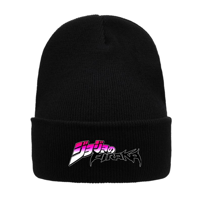8 Stile Winter-Strickmützen, JoJo Bizarre Adventure, Anime-Mütze, Unisex, modisch, warm, Outdoor, schwarze Farbkappe