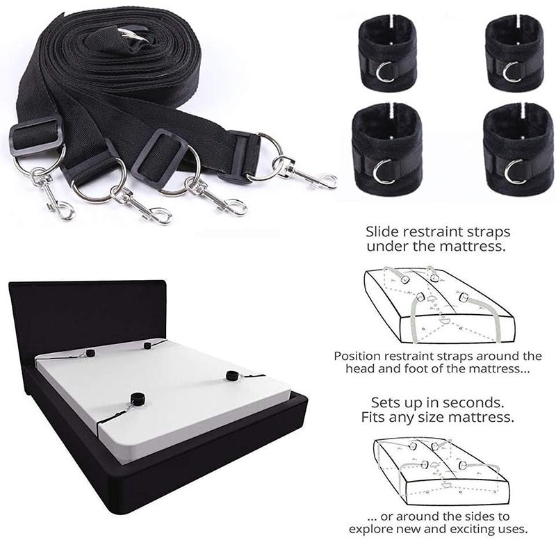 Sex-Tools für BDSM-Bondage, Bett-Bondage-Fesselset, Sexspielzeug für Erwachsene für Paare, SM-Sexspiel, Handgelenke, Fußfesseln, Bondage-Set