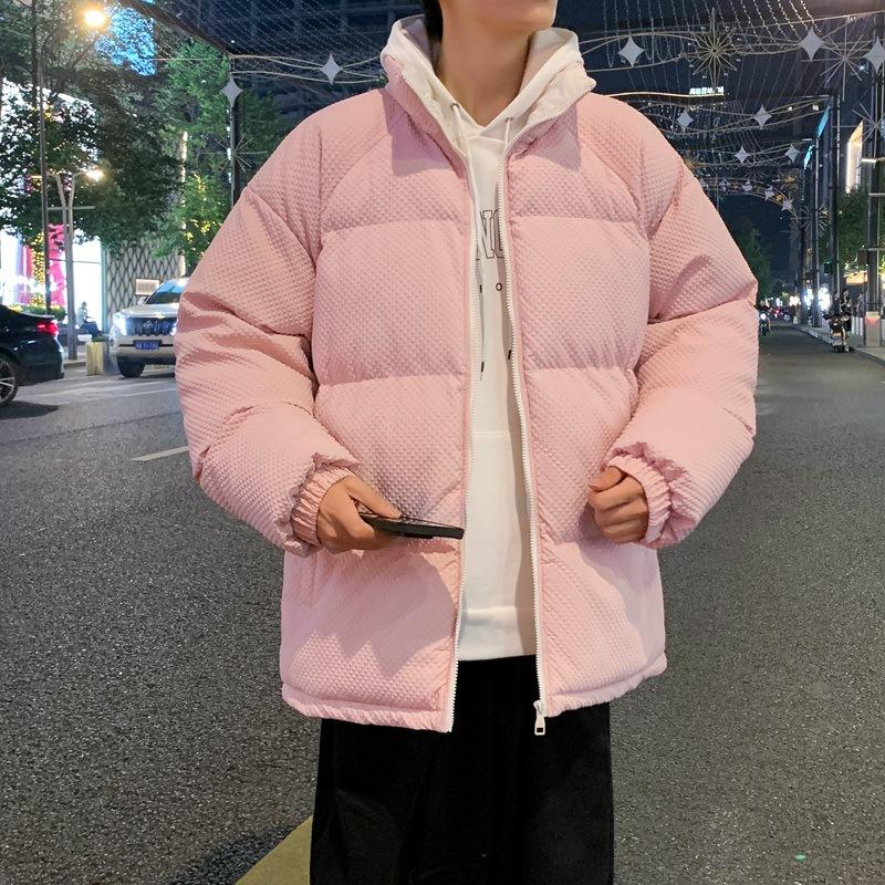 

Мужское пальто осеннее утолщенное теплое вафельное с хлопковой подкладкой, свободная осенняя куртка с хлопковой подкладкой S розовый