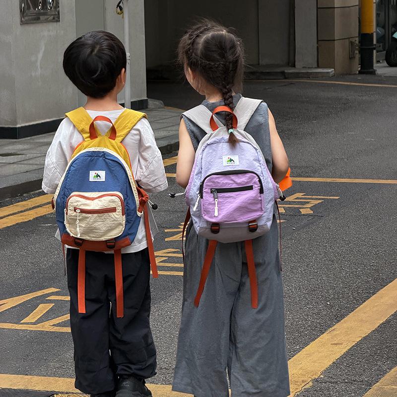Schoolbag Kindergarten Elementary School Bag Korean Edition Fashion Contrast Color Boys and Girls Backpack Lightweight Travel Children's Backpack