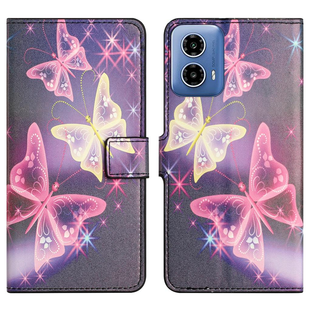 Für Motorola Moto G24 Power PU-Leder Hülle Musterdruck Klapp Handyhülle